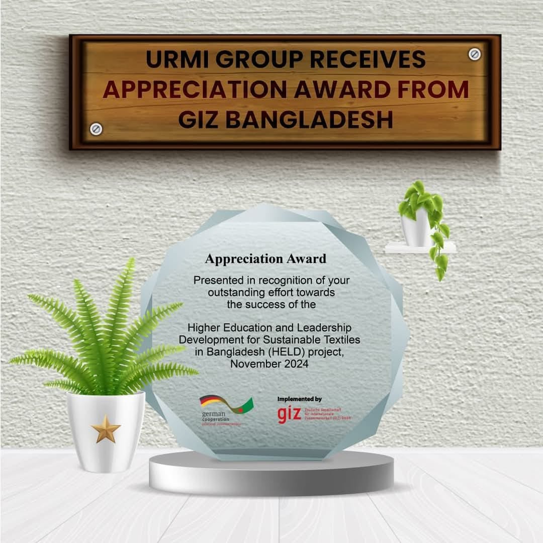 Urmi Group has been honored with the “Appreciation Award” by GIZ Bangladesh