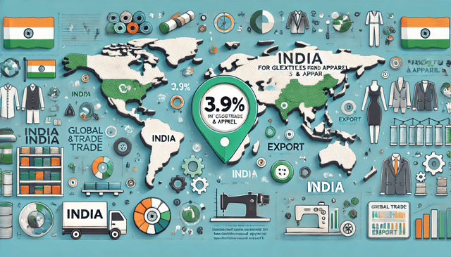 India’s share of global trade in textiles and apparel stands at 3.9%.