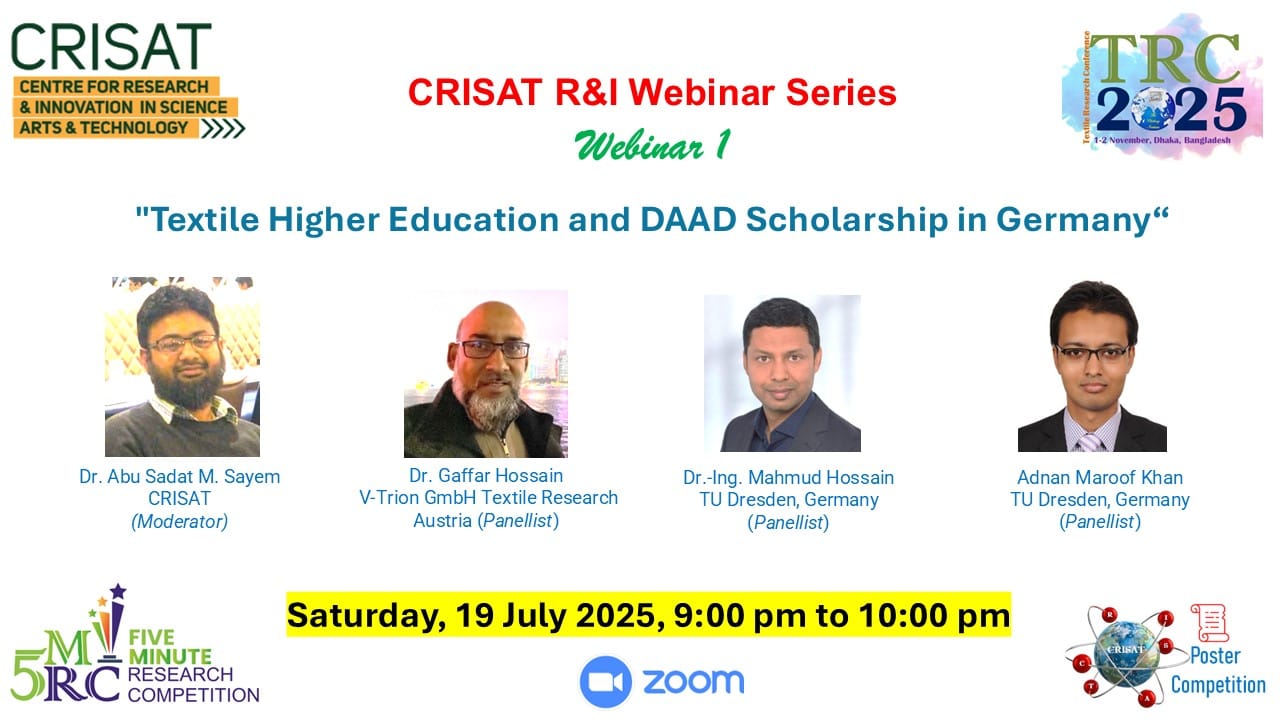 CRISAT Successfully Hosts Inaugural Webinar on Textile Higher Education and DAAD Scholarships